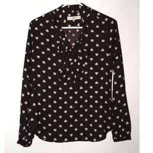 Brown and tan heart shirt with bow